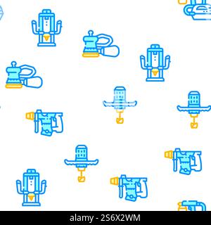 Tools For Building Vector Seamless Pattern Color Line Illustration. Tools For Building Vector Seamless Pattern Stock Vector