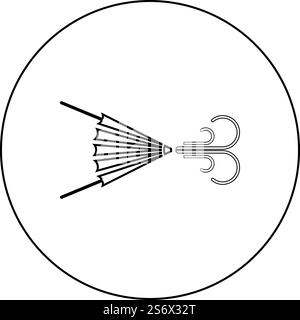 Fire bellows furnace Windower blowing wind tool blacksmith forge icon in circle round black color vector illustration image outline contour line thin style simple. Fire bellows furnace Windower blowing wind tool blacksmith forge icon in circle round black color vector illustration image outline contour line thin style Stock Vector