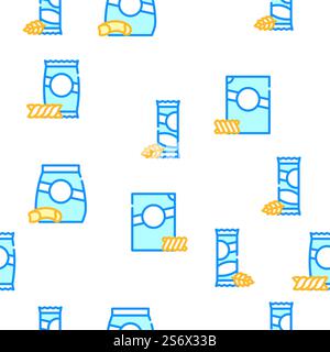 Pasta Food Package Vector Seamless Pattern Color Line Illustration. Pasta Food Package Vector Seamless Pattern Stock Vector