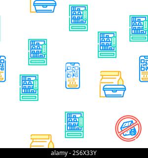 School Canteen Menu Vector Seamless Pattern Color Line Illustration. School Canteen Menu Vector Seamless Pattern Stock Vector
