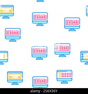 Operating System Pc Vector Seamless Pattern Color Line Illustration. Operating System Pc Vector Seamless Pattern Stock Vector