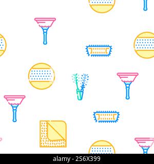 Microfiber For Clean Vector Seamless Pattern Color Line Illustration. Microfiber For Clean Vector Seamless Pattern Stock Vector
