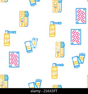Flu Disease Treatment Vector Seamless Pattern Color Line Illustration. Flu Disease Treatment Vector Seamless Pattern Stock Vector