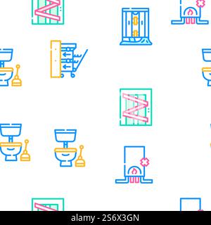 Home Repair Service Vector Seamless Pattern Color Line Illustration. Home Repair Service Vector Seamless Pattern Stock Vector
