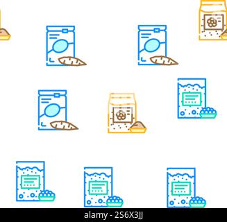 Gluten Free Products Vector Seamless Pattern Color Line Illustration. Gluten Free Products Vector Seamless Pattern Stock Vector