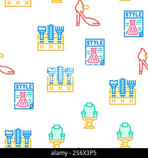 Stylist Accessory Vector Seamless Pattern Color Line Illustration. Stylist Accessory Vector Seamless Pattern Stock Vector