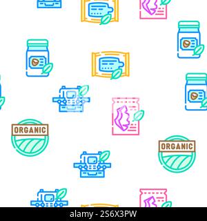 Organic Cosmetics Vector Seamless Pattern Color Line Illustration. Organic Cosmetics Vector Seamless Pattern Stock Vector