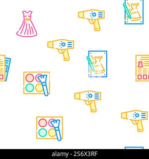 Stylist Accessory Vector Seamless Pattern Color Line Illustration. Stylist Accessory Vector Seamless Pattern Stock Vector