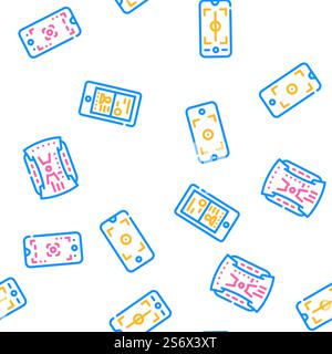 Viewfinder Smartphone Function Vector Seamless Pattern Color Line Illustration. Viewfinder Smartphone Function Icons Set Vector Stock Vector