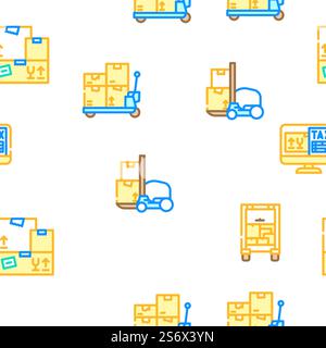 Wholesale Service Vector Seamless Pattern Color Line Illustration. Wholesale Service Vector Seamless Pattern Stock Vector