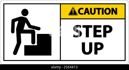 Caution Step Up Sign On White Background Stock Vector