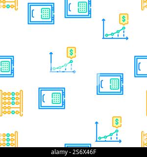 Accounting And Finance Vector Seamless Pattern Color Line Illustration. Accounting And Finance Vector Seamless Pattern Stock Vector