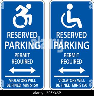 Handicap Parking Sign,Double Arrow Sign On White Background Stock Vector