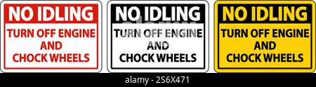 Turn Off Engine and Chock Wheels Sign On White Background Stock Vector