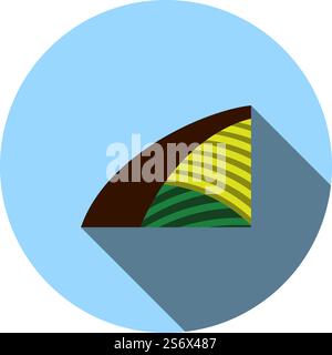 Agriculture Field Icon. Flat Circle Stencil Design With Long Shadow. Vector Illustration. Stock Vector