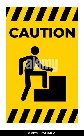 Caution Step Up Sign On White Background Stock Vector