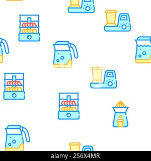 Kitchen Electronics Collection Vector Seamless Pattern Color Line Illustration. Kitchen Electronics Collection Icons Set Vector Illustrations Stock Vector