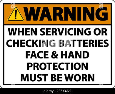 Warning When Servicing Batteries Sign On White Background Stock Vector
