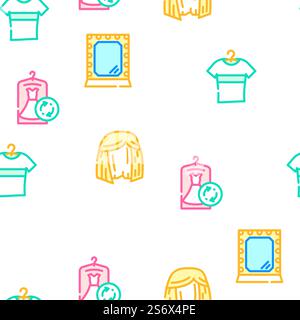 Stylist Accessory Vector Seamless Pattern Color Line Illustration. Stylist Accessory Vector Seamless Pattern Stock Vector