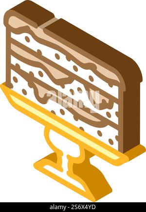 cake chocolate isometric icon vector. cake chocolate sign. isolated symbol illustration. cake chocolate isometric icon vector illustration Stock Vector