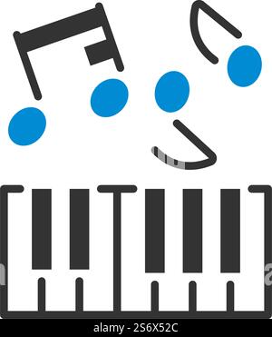 Icon Of Piano Keyboard. Editable Bold Outline With Color Fill Design. Vector Illustration. Stock Vector