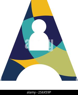 Modern Initial, letter, with people logo vector design Stock Vector