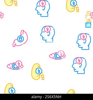Body Aches Problem Vector Seamless Pattern Color Line Illustration. Body Aches Problem Vector Seamless Pattern Stock Vector