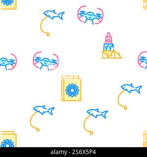 Toy And Children Game Vector Seamless Pattern Color Line Illustration. Toy And Children Game Vector Seamless Pattern Stock Vector