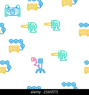 Physical Therapy Aid Vector Seamless Pattern Color Line Illustration. Physical Therapy Aid Vector Seamless Pattern Stock Vector