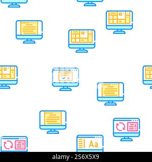 Operating System Pc Vector Seamless Pattern Color Line Illustration. Operating System Pc Vector Seamless Pattern Stock Vector