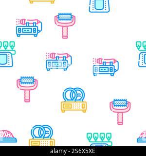 Physical Therapy Aid Vector Seamless Pattern Color Line Illustration. Physical Therapy Aid Vector Seamless Pattern Stock Vector