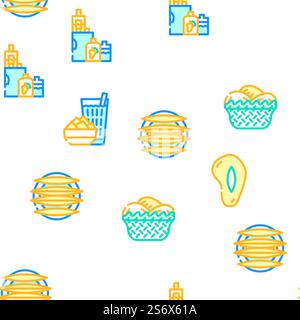 Mango Tropical Fruit Vector Seamless Pattern Color Line Illustration. Mango Tropical Fruit Vector Seamless Pattern Stock Vector