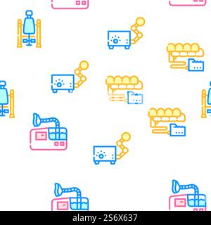 Physical Therapy Aid Vector Seamless Pattern Color Line Illustration. Physical Therapy Aid Vector Seamless Pattern Stock Vector