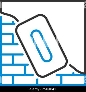 Icon Of Plastered Brick Wall. Editable Bold Outline With Color Fill Design. Vector Illustration. Stock Vector