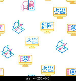 Vr Designer Occupation Vector Seamless Pattern Color Line Illustration. Vr Designer Occupation Vector Seamless Pattern Stock Vector