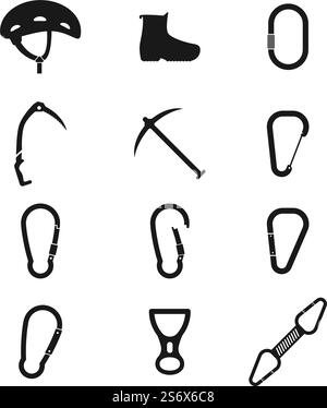 Climbing equipment icon set vector flat design template Stock Vector
