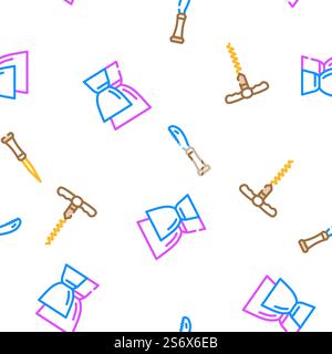 Bartender Accessory Vector Seamless Pattern Color Line Illustration. Bartender Accessory Vector Seamless Pattern Stock Vector
