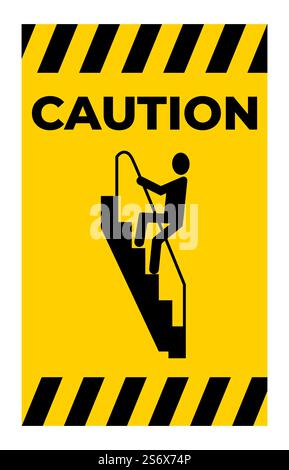 Caution Walk Down Stairs Backwards Sign Stock Vector