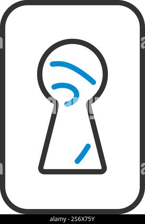 Criminal Peeping Through Keyhole Icon. Editable Bold Outline With Color Fill Design. Vector Illustration. Stock Vector