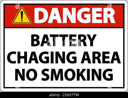 Warning Battery Charging No Smoking Sign On White Background Stock Vector