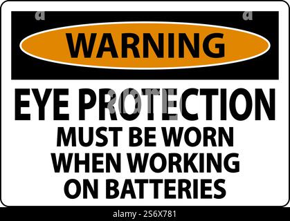 Warning When Working on Batteries Sign On White Background Stock Vector