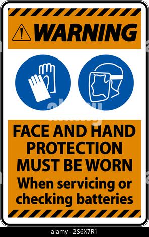 Warning When Servicing Batteries Sign On White Background Stock Vector