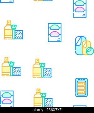 Photography Tool And Accessory Vector Seamless Pattern Color Line Illustration. Photography Tool And Accessory Icons Set Vector Stock Vector
