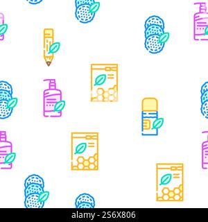 Organic Cosmetics Vector Seamless Pattern Color Line Illustration. Organic Cosmetics Vector Seamless Pattern Stock Vector
