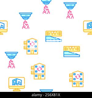 Home Renovation Repair Vector Seamless Pattern Color Line Illustration. Home Renovation Repair Vector Seamless Pattern Stock Vector