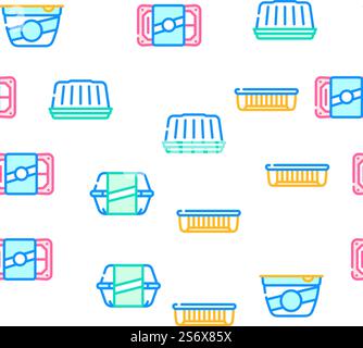Package For Product Vector Seamless Pattern Color Line Illustration. Package For Product Vector Seamless Pattern Stock Vector