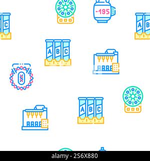 Vaccine Production Vector Seamless Pattern Color Line Illustration. Vaccine Production Vector Seamless Pattern Stock Vector