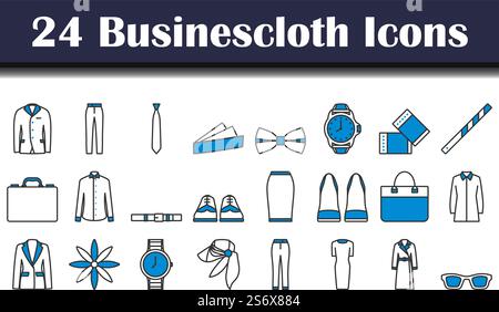 Businescloth Icon Set. Editable Bold Outline With Color Fill Design. Vector Illustration. Stock Vector