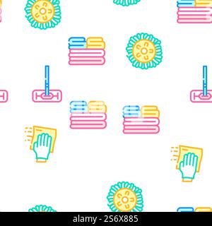 Microfiber For Clean Vector Seamless Pattern Color Line Illustration. Microfiber For Clean Vector Seamless Pattern Stock Vector