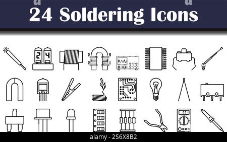 Soldering Icon Set. Bold outline design with editable stroke width. Vector Illustration. Stock Vector